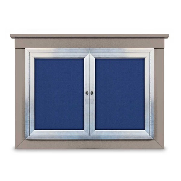 36"x36" 1-Door Enclosed Letterboard, Header, Green Felt/Lt Oak